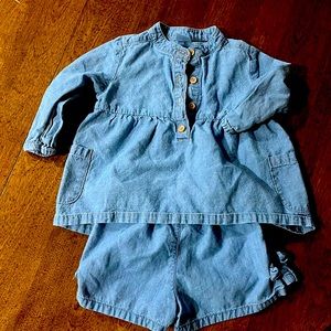 Carter’s top and short set. 6 months. Denim color.